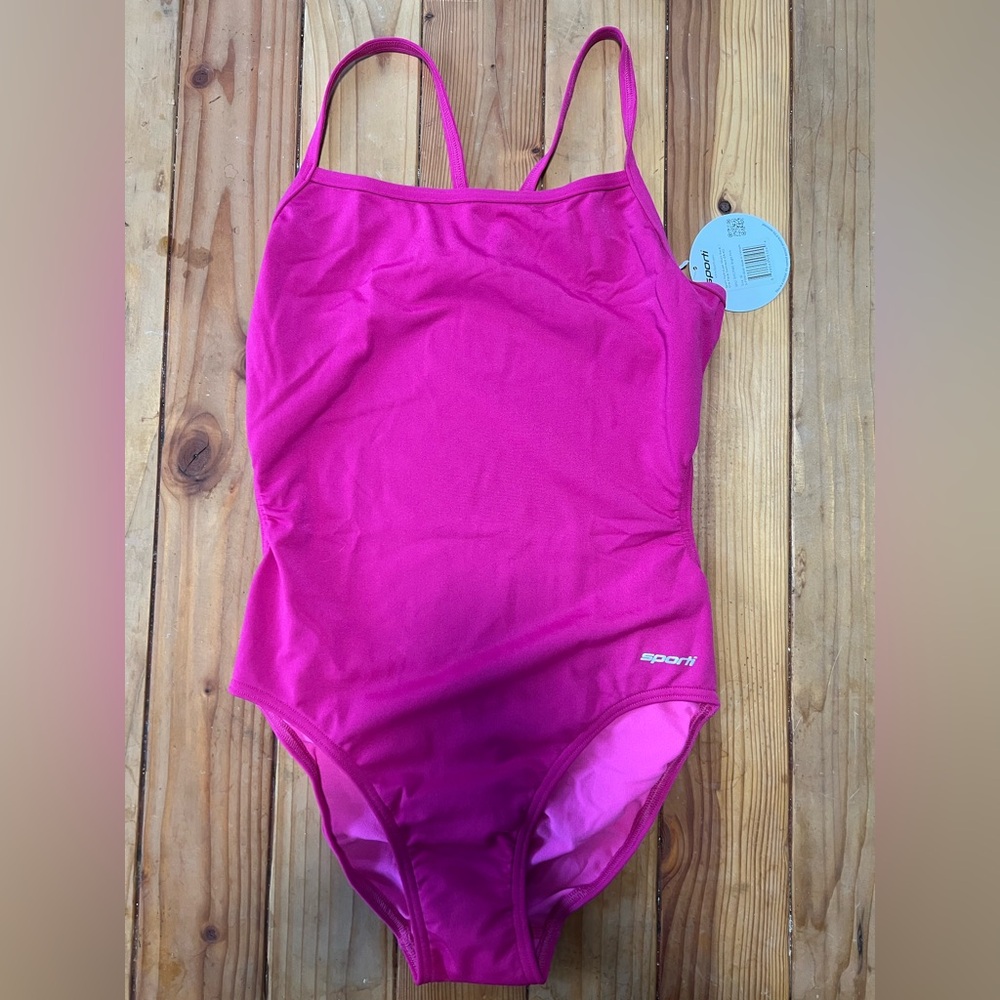 Sporti Girls' Magenta One-Piece Swimsuit